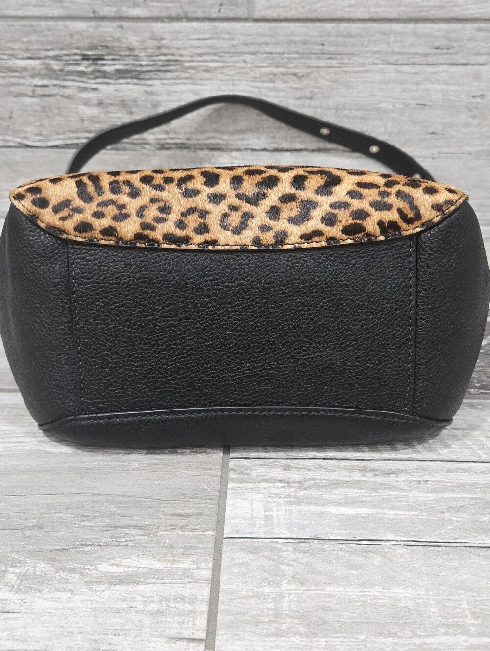 TALBOTS Animal/Leopard Print Calf Hair Pebbled Leather Hobo Style Handbag